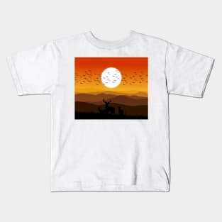 Natural morning moment Landscape vactor Art Kids T-Shirt